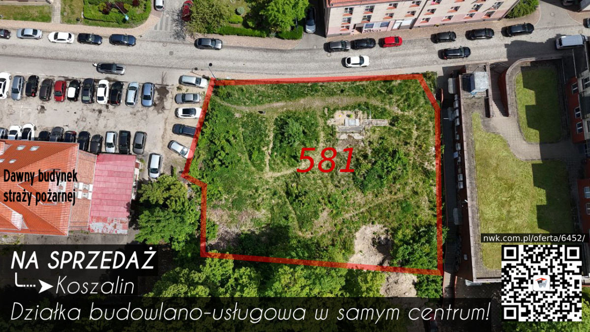 Działka budowlano-usługowa ul. Kazimierza Wielkiego w centrum Koszalina -
zachodniopomorskie Zdjęcie nr 1