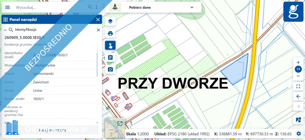 Działka budowlana z warunkami zabudowy 1330m Linów 18301 - Linów  -
świętokrzyskie Zdjęcie nr 1