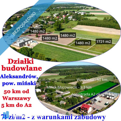 DZIAŁKI NA SPRZEDAŻ  Aleksandrów gm Jakubów pow miński - Aleksandrów  - mazowieckie