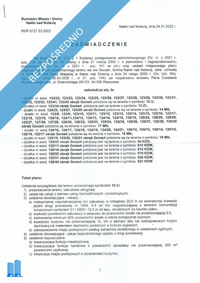 Działki pod budownictwo mieszkaniowe na nieuciazliwy przemysł i usługi w Gorzeniu gm Nakło - Gorzeń  -
kujawsko-pomorskie Zdjęcie nr 17