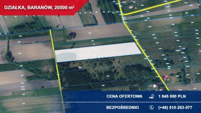 Działki inwestycyjne 205 ha  Baranów pow grodziski woj Mazowieckie -    -
mazowieckie