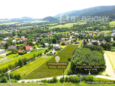 Działka budowlana w Ptaszkowej gm Grybów - idealna inwestycja w sercu natury - Ptaszkowa  - małopolskie
