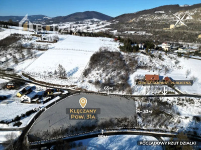 Klęczany gm Chełmiec  działka budowlana 3100 m z mediami i świetnym dojazdem - Klęczany  - małopolskie