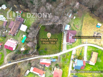Działka budowlana 18 arów Biała Niżna -  zjazd z asfaltu media na działce - Biała Niżna  - małopolskie