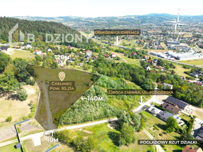 Działka z widokiem na panoramę Nowego Sącza-8521 ara  Chełmiec ul Podgórska - Chełmiec  - małopolskie